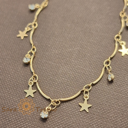 Bratara Stella – placata aur 18K, 19+5 cm, stelute si zirconia, Brazilia [1]