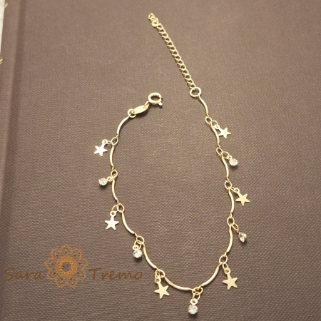 Bratara Stella – placata aur 18K, 19+5 cm, stelute si zirconia, Brazilia [0]