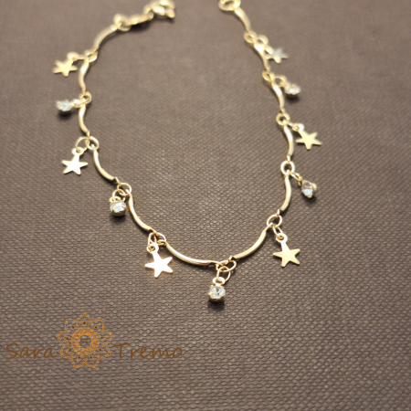 Bratara Stella – placata aur 18K, 19+5 cm, stelute si zirconia, Brazilia [2]