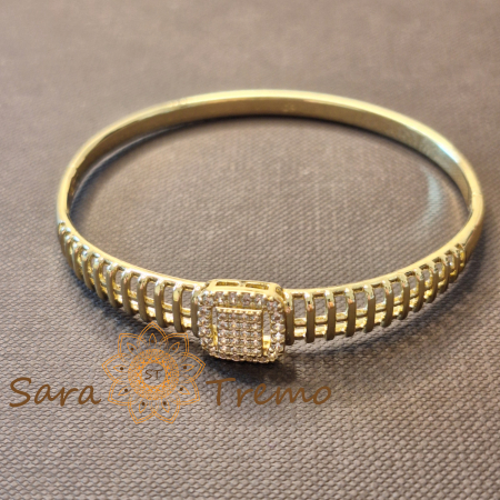 Bratari - Bratara Ora Regala – model ceas bijuterie, cu zirconia, placata aur 14K