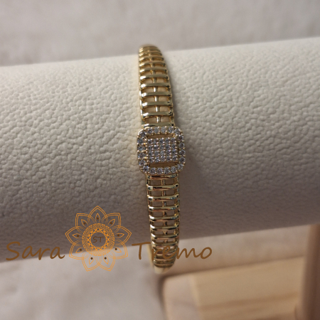 Bratara Ora Regala – model ceas bijuterie, cu zirconia, placata aur 14K [6]