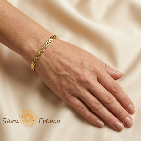 Brățară unisex Nereo, placaj triplu cu aur 14K, 19 cm [1]