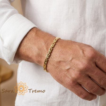 Brățară unisex Nereo, placaj triplu cu aur 14K, 19 cm [2]
