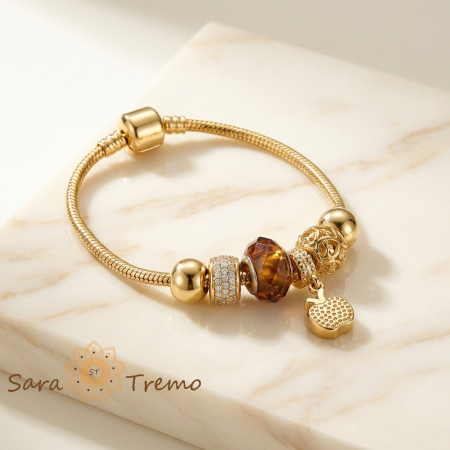 Bijuterii pentru femei - Bratara Povestea Mea – Bratara dama cu charms placata cu aur 14K