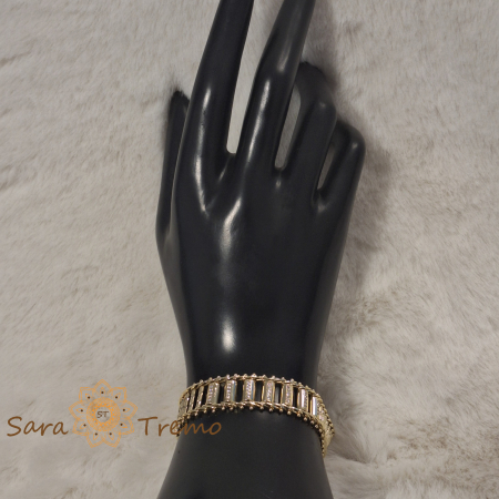 Bratara Imperiala – placata aur 14K, design geometric, 19 cm [3]