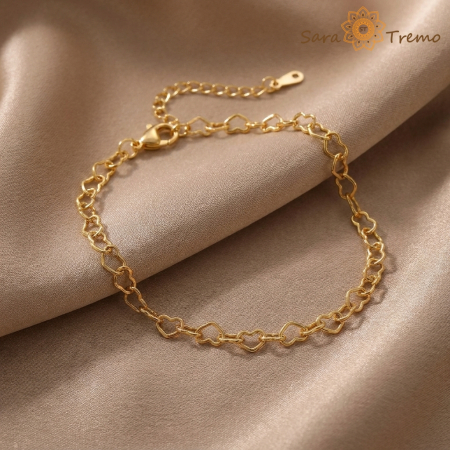 Bratara Inimi Aurii – Bratara dama placata cu 3 straturi de aur 18K Brazilia, cu stanta, 18 cm + prelungire 5 cm [1]