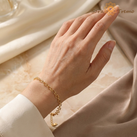 Bratara Inimi Aurii – Bratara dama placata cu 3 straturi de aur 18K Brazilia, cu stanta, 18 cm + prelungire 5 cm [2]