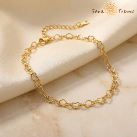 Bratara Inimi Aurii – Bratara dama placata cu 3 straturi de aur 18K Brazilia, cu stanta, 18 cm + prelungire 5 cm [0]