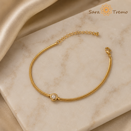 Bratari - Bratara Lumina Cristalului – Bratara dama placata cu 3 straturi de aur 18K Brazilia, cu stanta, 19 cm + prelungire 6 cm