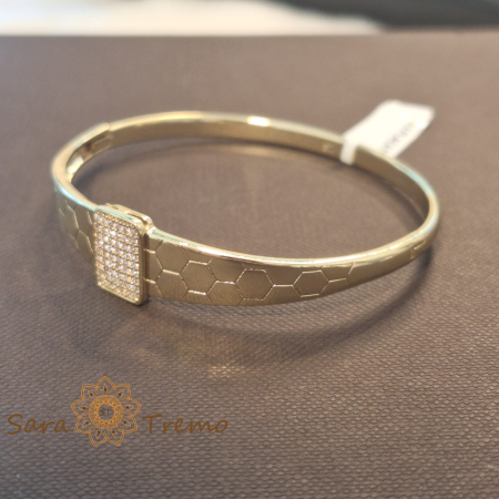 Bratara fixa aurie cu model fagure si cristale zirconia [3]