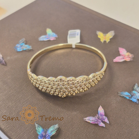 Bratara fixa aurie model floral placata cu aur 14K [2]