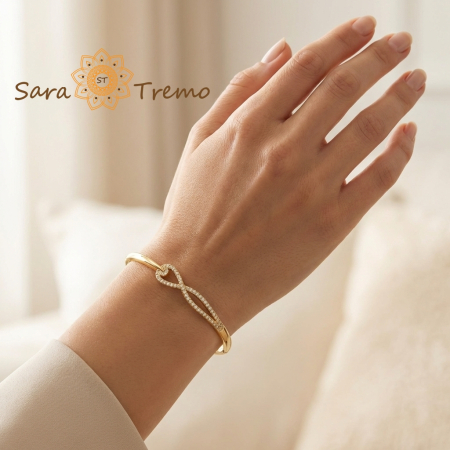 Bratara Infinitul Elegantei – Bratara fixa placata cu aur 14K cu zirconia [2]