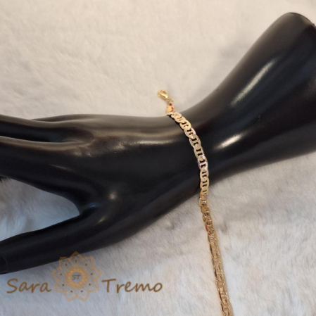 Brățară groasă și masivă placată cu aur 18K, unisex, 21 cm [4]