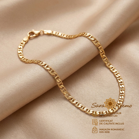 Bratari - Brățară Figaro Unisex 21 cm, 5 mm, aur 18K Brazilia | SaraTremo