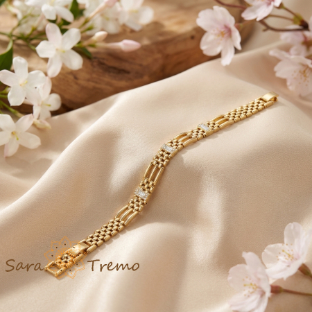 Bratari - Bratara Imperium Royale – Bratara lata placata cu aur 14K model fagure 2 cm