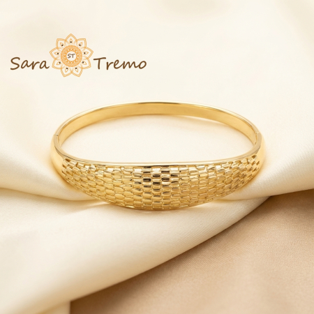 Bratari - Bratara Textura Regala – Bratara fixa placata cu aur 14K cu design texturat