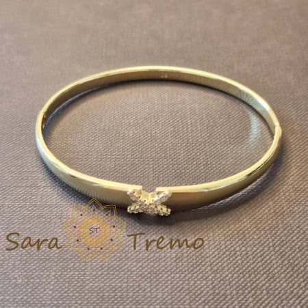 Bratari - Bratara Aripa Tandra – fixa, fluture cu zirconia, placata aur 14K