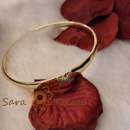 Bratara Aripa Tandra – fixa, fluture cu zirconia, placata aur 14K [6]