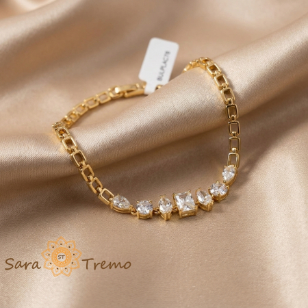 Bijuterii placate cu aur - Brățară Elara cu zirconia, placaj triplu cu aur 14K, reglabilă