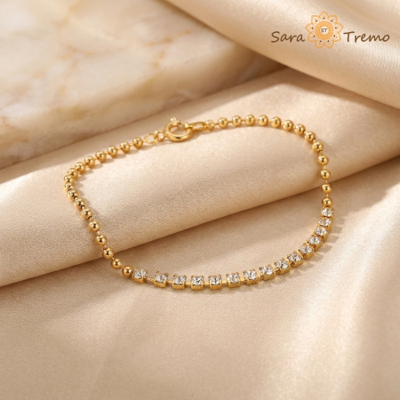 Bratari - Bratara Cristale Fine – Bratara dama placata cu 3 straturi de aur 18K Brazilia, cu stanta, 19 cm