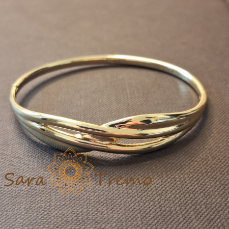 Bratara Linia Vietii – fixa, model incrucisat, placata aur 14K [1]
