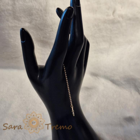 Brățară placată cu aur 18K pentru femei, model cu biluțe clasice, 18 cm [5]