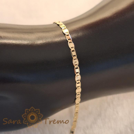 Brățară placată cu aur 18K, unisex, model cu plăcuțe 1-cu-1, 19 cm [1]