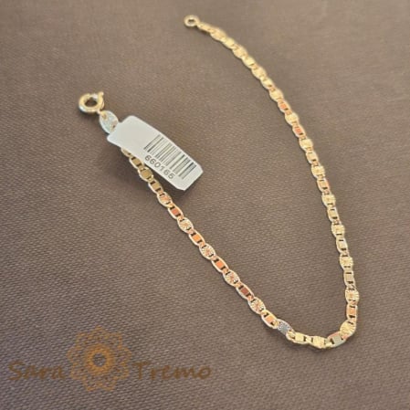 Brățară placată cu aur 18K, unisex, model cu plăcuțe 1-cu-1, 19 cm