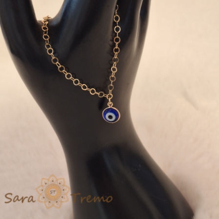 Bratara placata cu aur cu Ochiul Mediteranean - 19 cm [5]