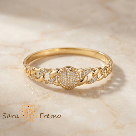 Bratari - Bratara Imperatrice Royale – Bratara fixa placata cu aur 14K model lant cu zirconia