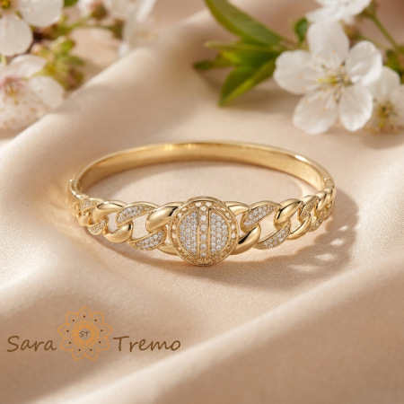 Bratara Imperatrice Royale – Bratara fixa placata cu aur 14K model lant cu zirconia [1]