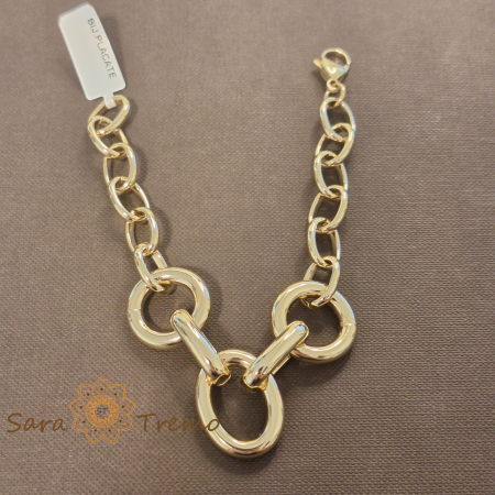 Bratari - Bratara Victoria – placata aur 14K cu zale masive, reglabila 21 cm