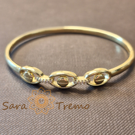 Bratari - Bratara Privirea Timpului – fixa, motive ovale si zirconia, placata aur 14K