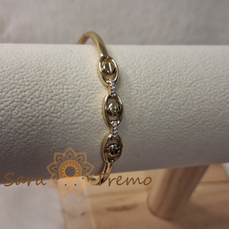 Bratara Privirea Timpului – fixa, motive ovale si zirconia, placata aur 14K [7]