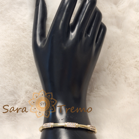 Bratara Ecoul Elegantei – fixa, segmente cu zirconia, placata aur 14K [5]