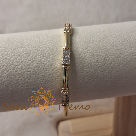 Bratara Ecoul Elegantei – fixa, segmente cu zirconia, placata aur 14K [6]