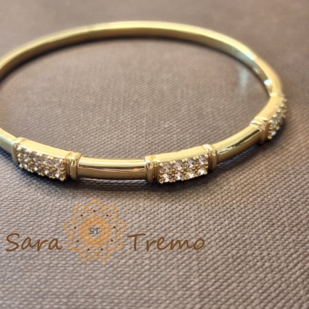 Bratara Ecoul Elegantei – fixa, segmente cu zirconia, placata aur 14K [3]