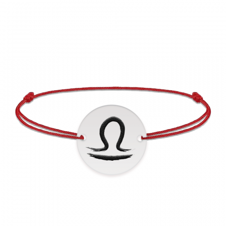Bratari din argint - Bratara snur si banut argint 925 personalizat cu semn zodiacal Balanta