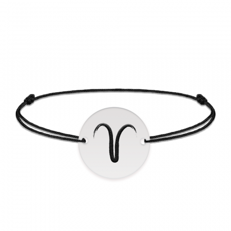 Bratara snur si banut argint 925 personalizat cu semn zodiacal Berbec [1]