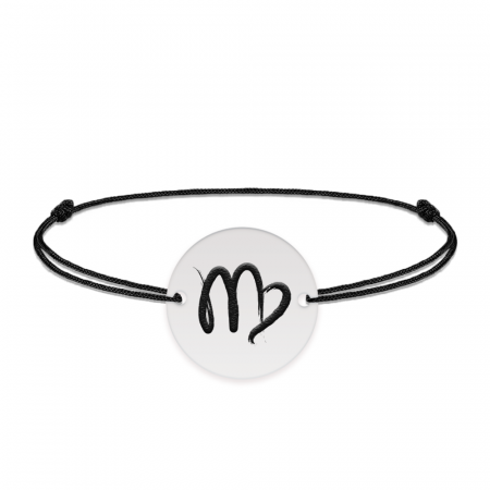 Bratara snur si banut argint 925 personalizat cu semn zodiacal Fecioara [1]