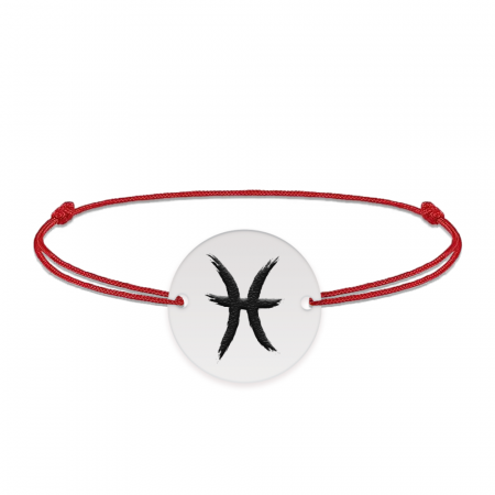 Bratari din argint - Bratara snur si banut argint 925 personalizat cu semn zodiacal Pesti