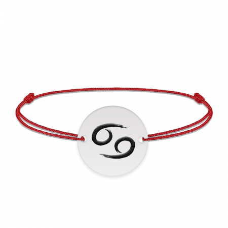 Bratari din argint - Bratara snur si banut argint 925 personalizat cu semn zodiacal Rac