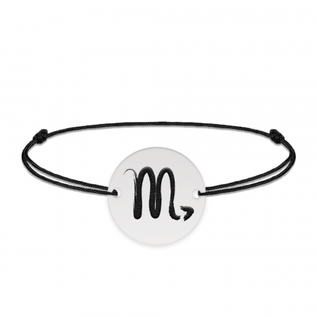 Bratara snur si banut argint 925 personalizat cu semn zodiacal Scorpion [1]