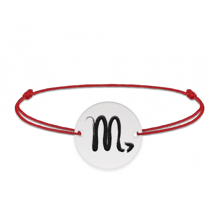 Bratari din argint - Bratara snur si banut argint 925 personalizat cu semn zodiacal Scorpion