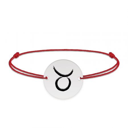 Bratari din argint - Bratara snur si banut argint 925 personalizat cu semn zodiacal Taur