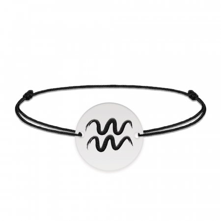Bratara snur si banut argint 925 personalizat cu semn zodiacal Varsator [1]