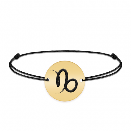 Bratara snur si banut argint 925 placat cu aur galben 24K personalizat cu semn zodiacal Capricorn [1]
