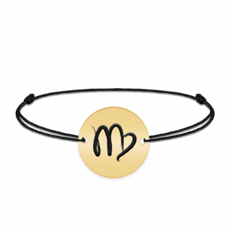 Bratara snur si banut argint 925 placat cu aur galben 24K personalizat cu semn zodiacal Fecioara [1]