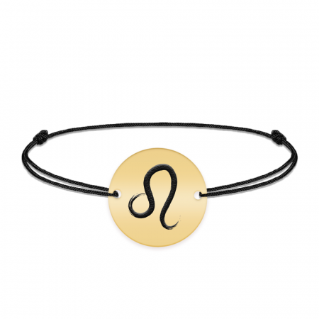 Bratara snur si banut argint 925 placat cu aur galben 24k personalizat cu semn zodiacal Leu [1]
