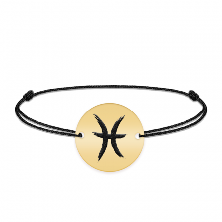 Bratara snur si banut argint 925 placat cu aur galben 24K personalizat cu semn zodiacal Pesti [1]
